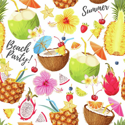 Serviett Lunsj frukt Beach party white Ambiente