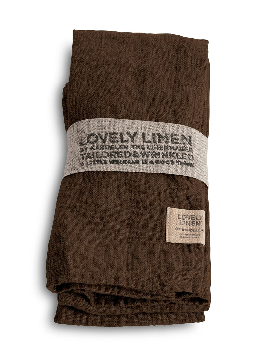 Duk lin mørk brun sjokolade 145x300 Lovely linen