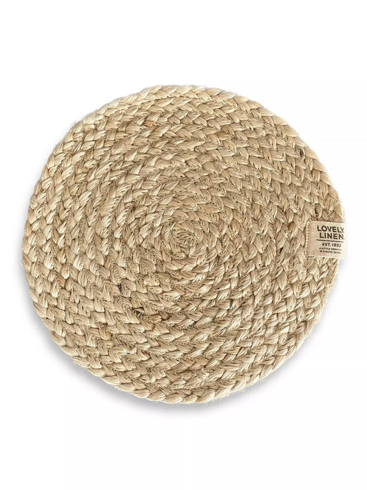 Dekkebrikke bast liten rund 25 cm Lovely linen