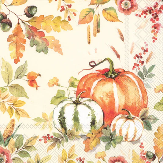 Serviett lunsj grønnsaker gresskar Pumpkin Love Cream IHR