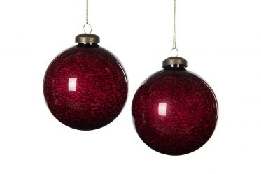 Julekuler eske 4 stk vinrøde 8 cm Alot Design