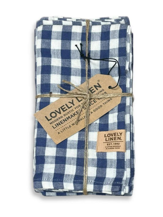 Linserviett Misty rutet blå hvit Lovely linen