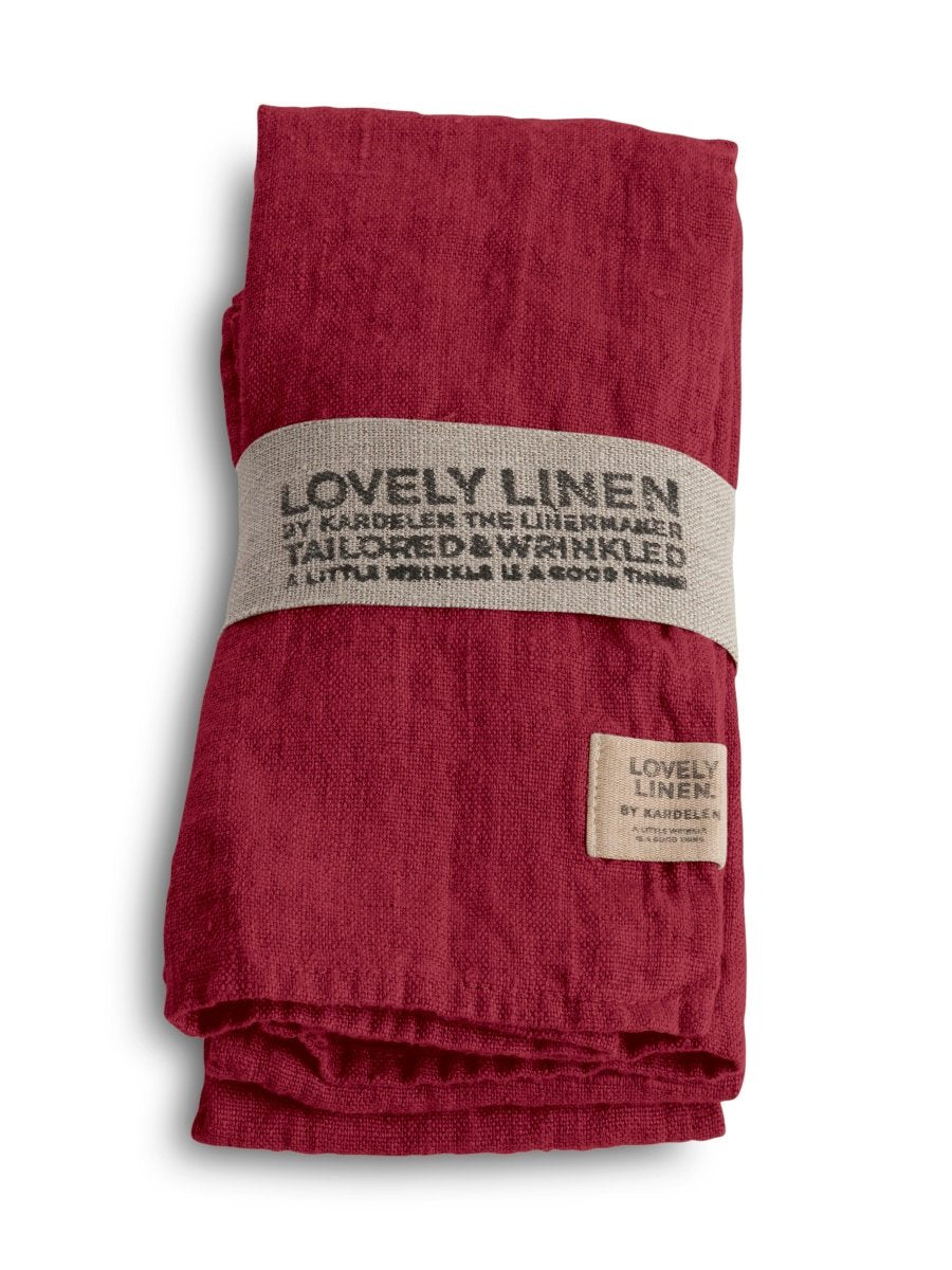 Duk lin cabernet mørk vinrød 145x380 Lovely linen