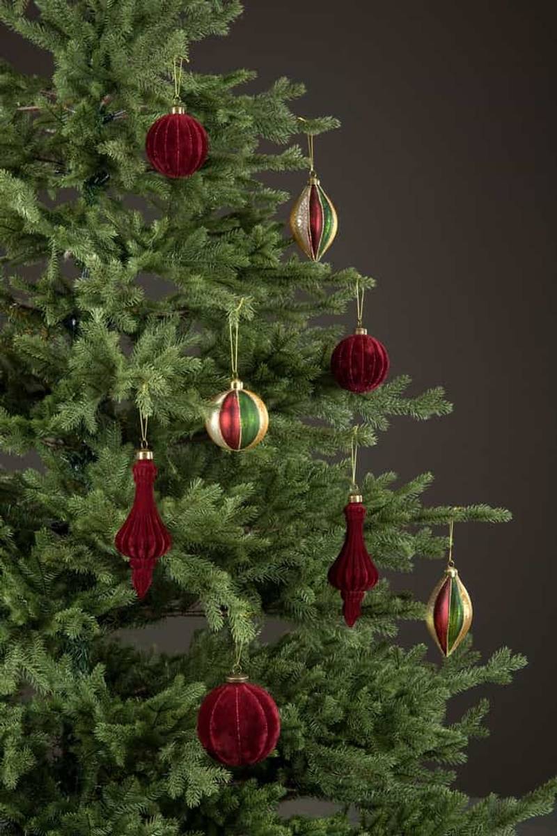 Julekule fløyel vinrød 8 cm Alot Decoration