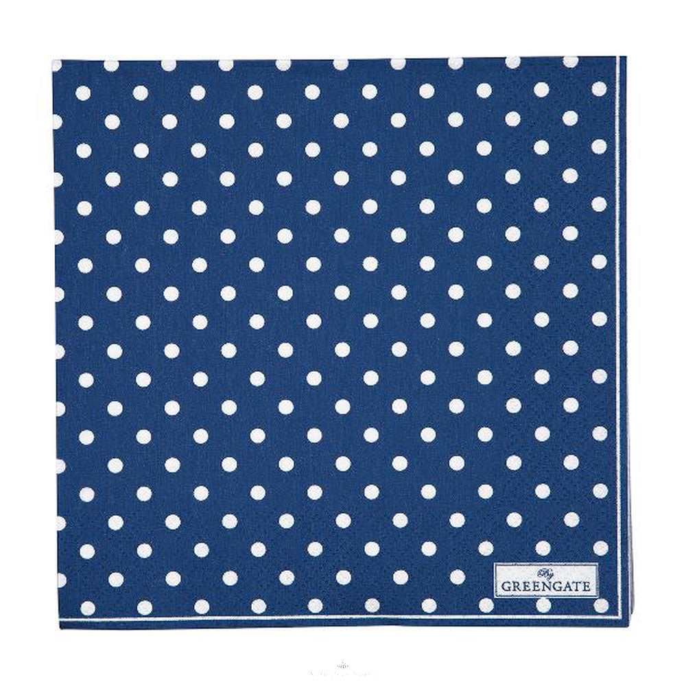 Serviett lunsj prikker dots spot blue Greengate