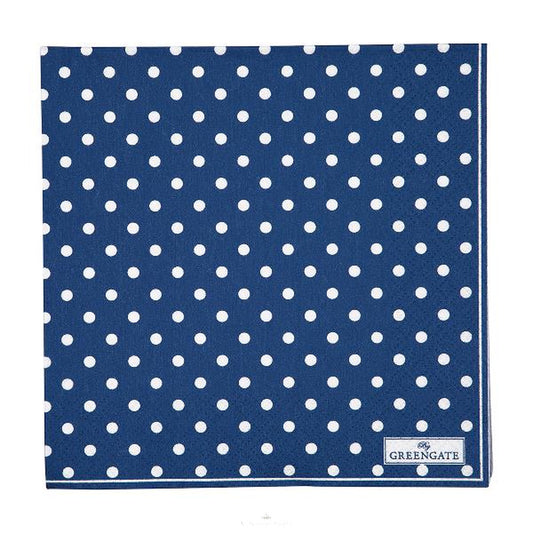 Serviett lunsj prikker dots spot blue Greengate