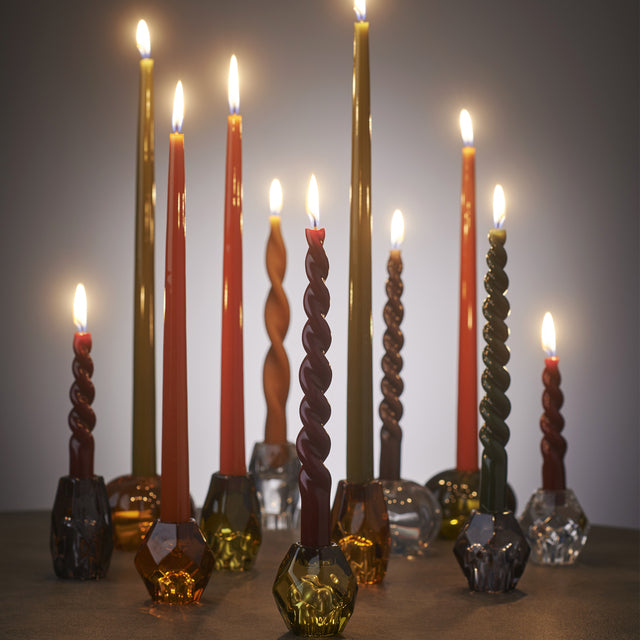 Lysestake glass oliven lys og telys Edelweiss