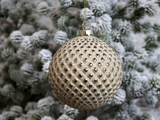 Julekule beige krem med gull 10 cm Chic Antique