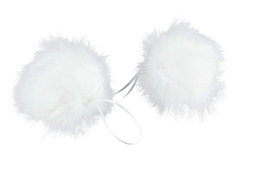 Julekule Fjærball hvit fluffy Alot decoration