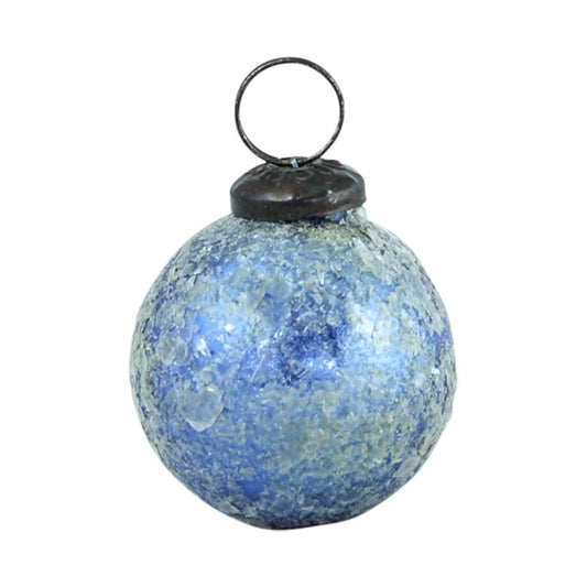 Julekule frostet blå glitter flak 2 cm