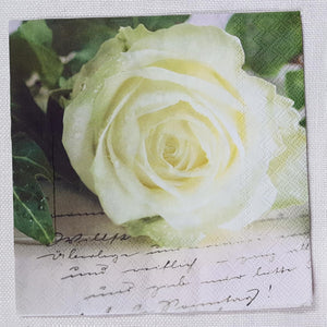 Serviett lunsj roser hvit Rose of romance IHR