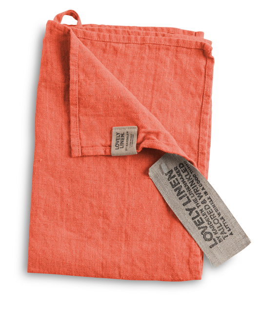 Kjøkkenhåndkle lin oransje coral 35 x 50 Lovely linen