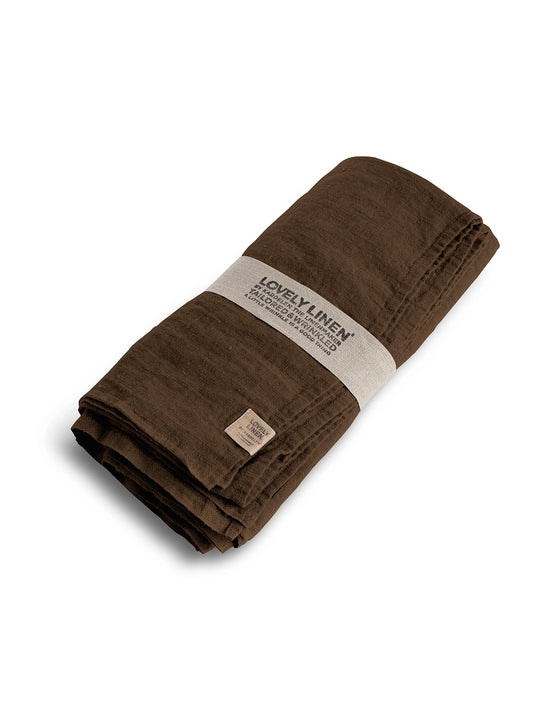 Duk lin mørk brun sjokolade 145x250 Lovely Linen